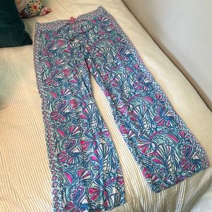 LILLY PULITZER FOR TARGET PINK SEASHELL PALAZZO PANTS - SIZE S